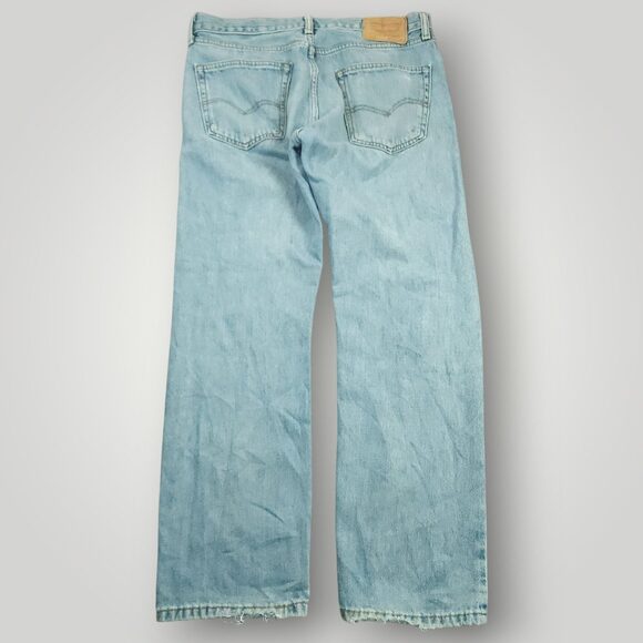 Levi's 505 Jeans Mens 32x29 Baggy Straight Leg Distressed Workwear Light Wash - Picture 2 of 8